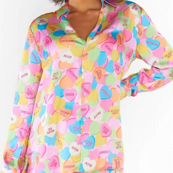 Show Me Your MuMu Tops - SMYM Colorful Graphic Button-Up Blouse